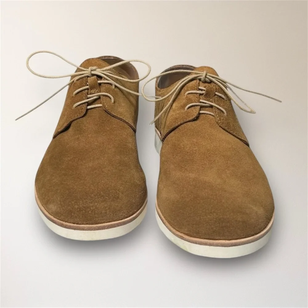Nisolo Mens 8 Tan Suede Lightweight Derby Oxford Leather Travel Shoes New in Box